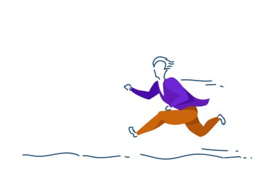 işadamı çalışan dakiklik kavramı adam renkli siluet tam uzunlukta yatay kroki doodle