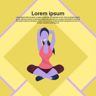 kadının Yoga egzersizleri aktif yaşam tarzı kavramı kadın karikatür karakter tam kopyaya alanına yapması