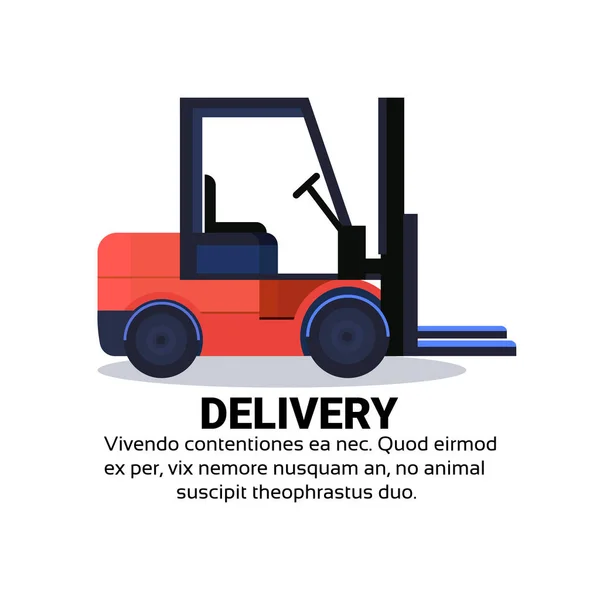 Targonca betöltő raklap gyűjtő teherautó felszerelés nemzetközi szállítási koncepció elszigetelt másol raktárterület lapos — Stock Vector