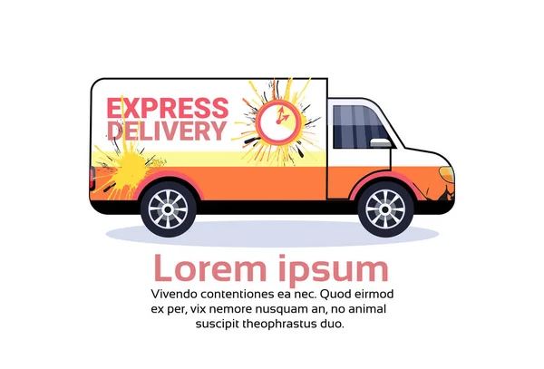 Cargo minivan delivery transport parcel packages international transportation shipping industrial concept isolated flat horizontal copy space — Stock Vector