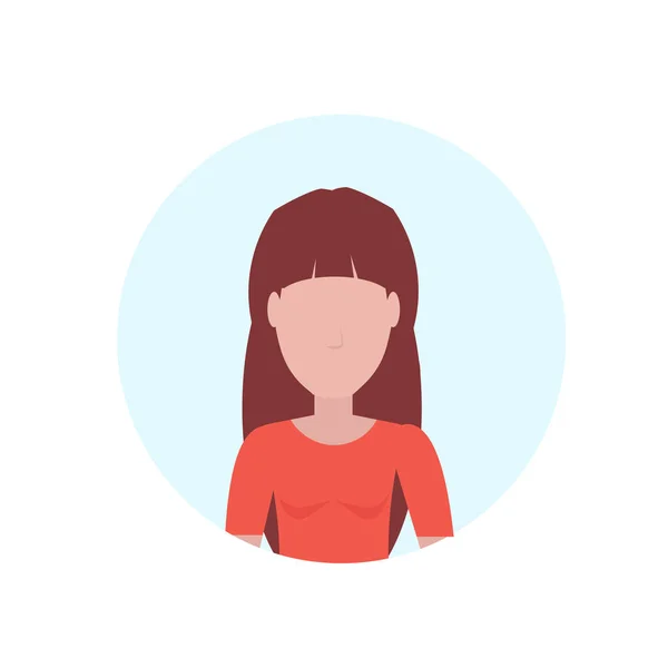 Cabello castaño mujer avatar aislado sin rostro personaje de dibujos animados femeninos retrato plano — Vector de stock
