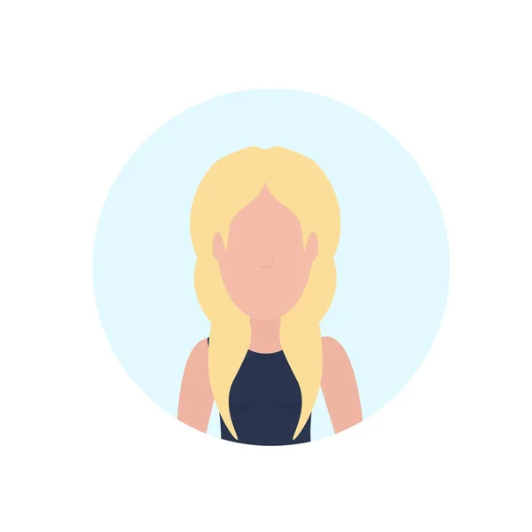 Kobieta blonde avatar na białym tle anonimowa kobieta kreskówka postać portret płaski — Wektor stockowy