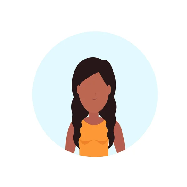 Mujer afroamericana avatar aislado sin rostro personaje de dibujos animados femeninos retrato plano — Vector de stock