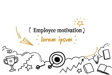 başarılı kariyer hedefleri çalışan motivasyon kavramı kroki doodle yatay izole kopya alanı