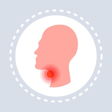 Boğaz ağrısı kavramı insan kafa profil simgesi sağlık tıbbi hizmet logosu tıp ve sağlık sembol düz