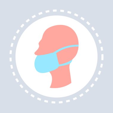 Solunum maskesi salgın kavram insan kafa profil simgesi sağlık tıbbi hizmet logosu tıp ve sağlık sembol düz