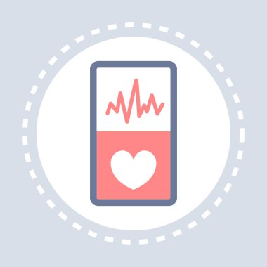 Online mobil uygulama düzensiz kalp beat kardiyogram simgesi sağlık tıbbi hizmet logosu tıp ve sağlık sembol kavramı düz