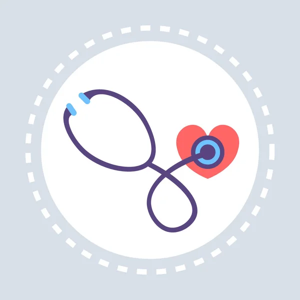 Stetoscopio icona assistenza sanitaria logo medicina e salute simbolo concetto piatto — Vettoriale Stock