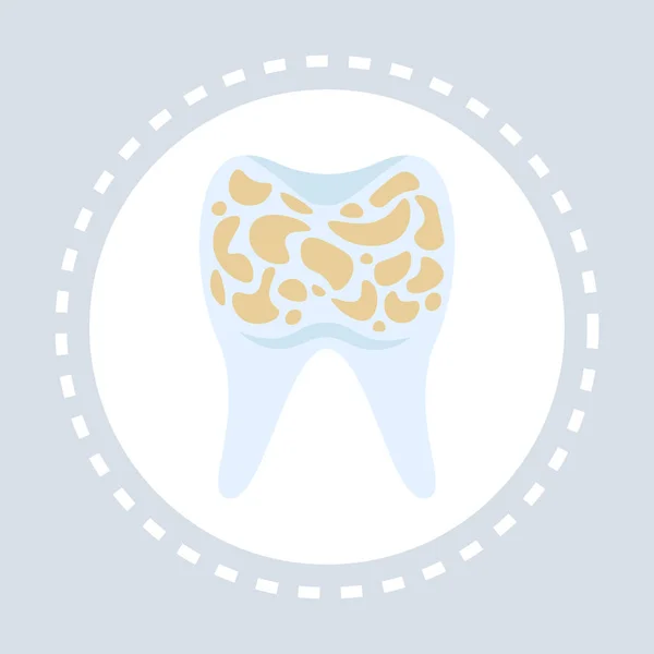 Problema dental diente podrido icono atención médica servicio médico logotipo medicina y salud símbolo concepto plano — Archivo Imágenes Vectoriales