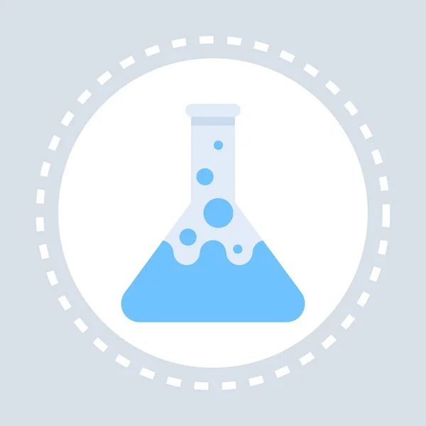 Лабораторна синя колба значок охорони здоров'я медична служба логотипу медицини та концепція символу здоров'я плоска — стоковий вектор