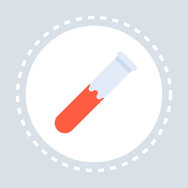 Laboratorio test tubo icona rosso fluido assistenza sanitaria logo medicina e salute simbolo concetto piatto — Vettoriale Stock