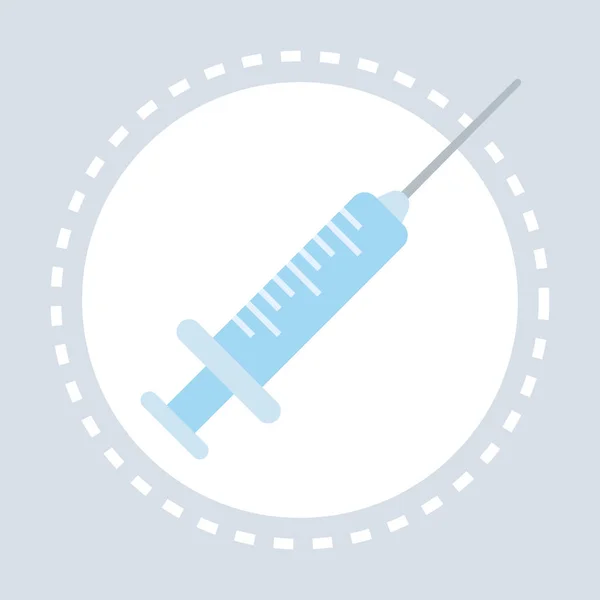 Iniezione siringa icona assistenza sanitaria logo medicina e salute simbolo concetto piatto — Vettoriale Stock