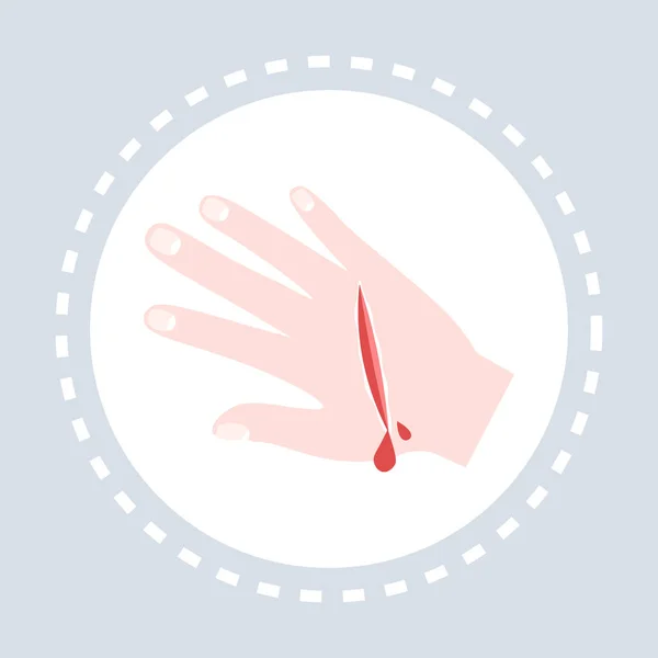 Krvácení rány zmrzačí ruku ikonu zdravotní péče lékařská služba lékařství a zdravotnictví symbol koncept loga plochý — Stockový vektor
