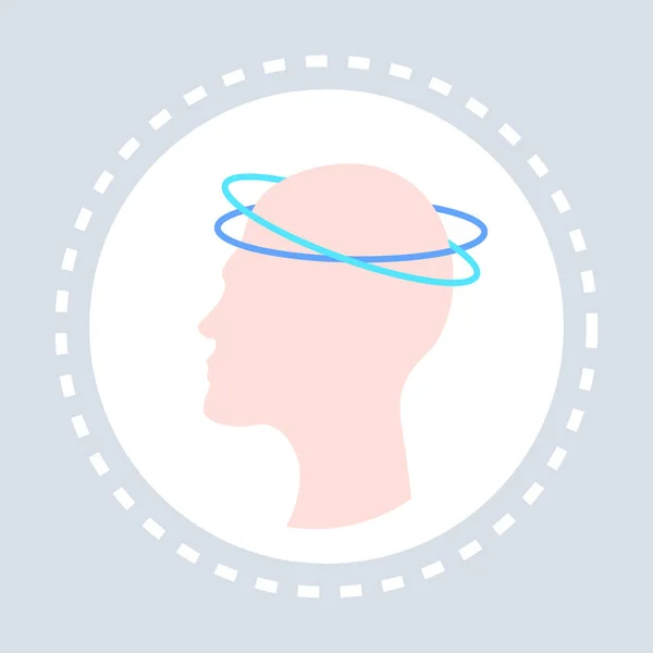 Concussão tontura conceito cabeça humana ícone assistência médica logotipo medicina e símbolo de saúde plana —  Vetores de Stock