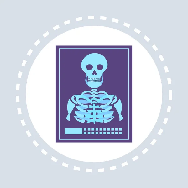 MRI of magnetische resonantie beeld van skelet ribben kooi schedel pictogram gezondheidszorg medische logo geneeskunde en gezondheid symbool dienstverleningsconcept plat — Stockvector