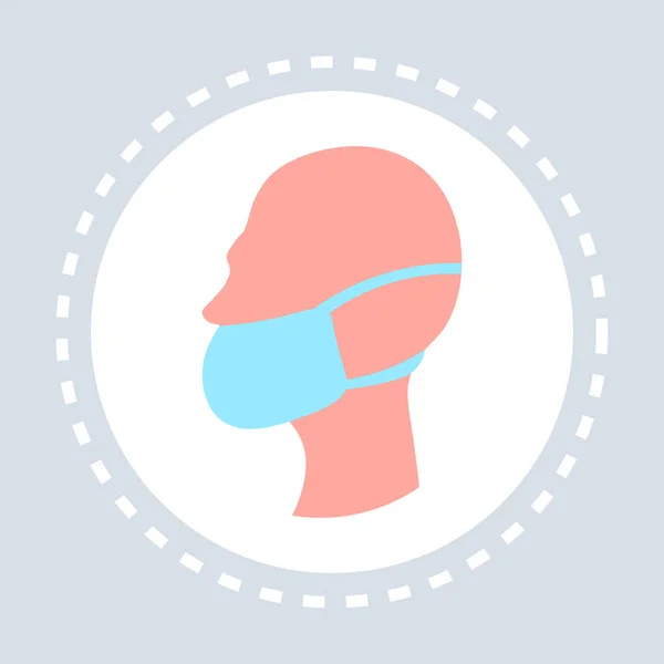 Respiratore maschera epidemica concetto testa umana profilo icona assistenza sanitaria servizio medico logo medicina e salute simbolo piatto — Vettoriale Stock