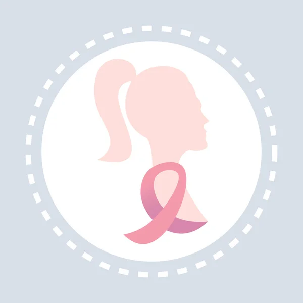 世界乳腺癌妇女头粉红色丝带图标医疗保健医疗服务标志医学和健康象征平 — 图库矢量图片