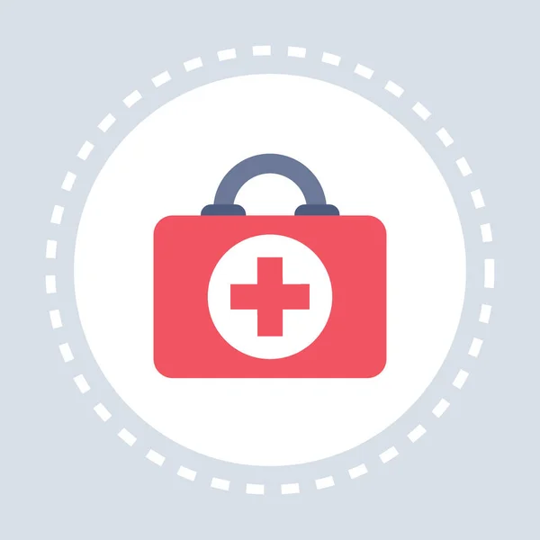 Аптечка икона медицинской помощи медицинская служба логотип медицины и здоровья символ концепции плоской — стоковый вектор