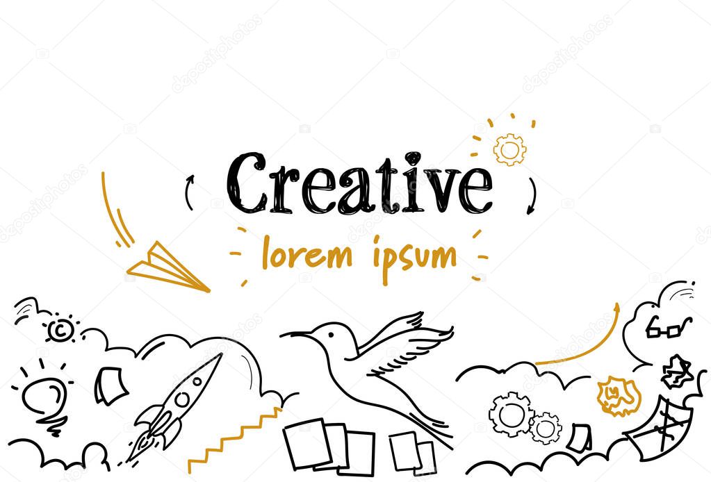 creativity inspiration creative development concept sketch doodle horizontal isolated copy space
