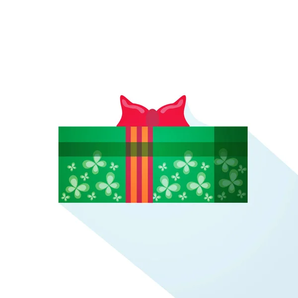 Boîte cadeau enveloppé ruban cadeau de vacances appartement isolé — Image vectorielle