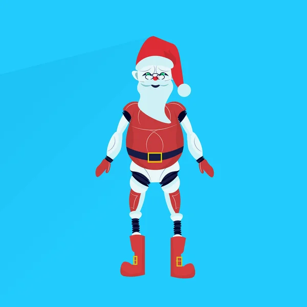 Санта-Клаус робот позирует счастливого Рождества Новый год праздник концепции плоской — стоковый вектор