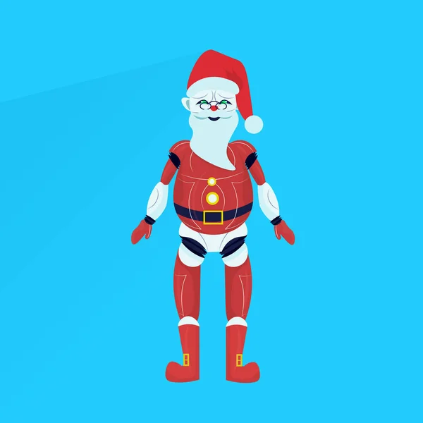 Neşeli mutlu yeni yıl Noel tatil kavramı düz poz Noel Baba robot — Stok Vektör