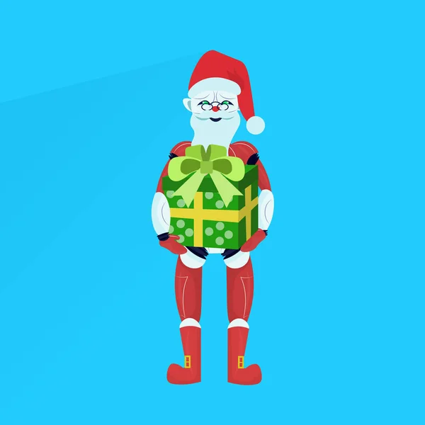 Santa claus robot posant joyeux noël heureux nouveau concept de vacances année appartement — Image vectorielle