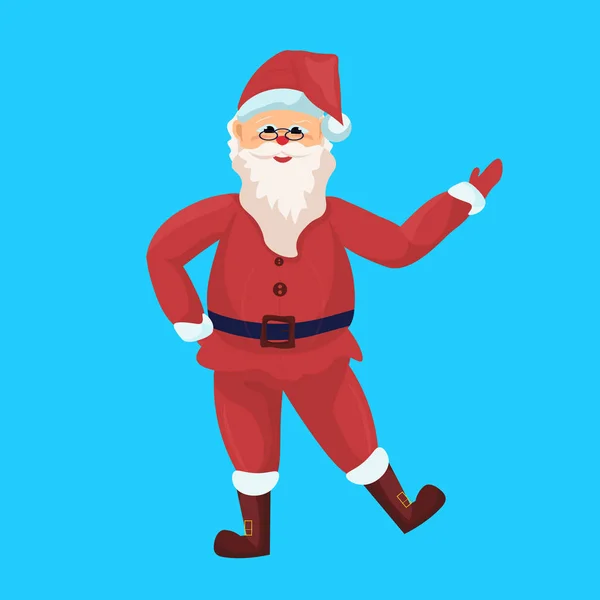 Santa claus feliz navidad feliz año nuevo concepto de vacaciones piso aislado — Vector de stock