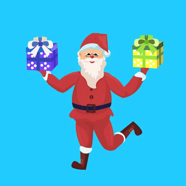 Papai Noel Feliz Natal Feliz Ano Novo Feriado Conceito Plana — Vetor de Stock