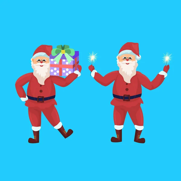 Santa claus merry christmas gelukkig Nieuwjaar concept vakantie plat geïsoleerd — Stockvector