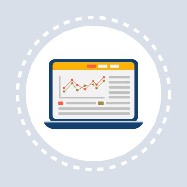 bilgisayar app düz izole dizüstü ekran online finansal iş analiz istatistik analytics ticaret grafikler