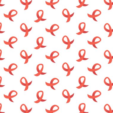 Düz izole Dünya AIDS Günü farkındalık kırmızı kurdele işareti seamless modeli tıbbi önleme meme kanseri