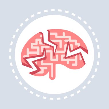 baş ağrısı migren logo insan beyni simgesi sağlık tıbbi hizmet logosu tıp ve sağlık sembol kavramı düz çatlaklar