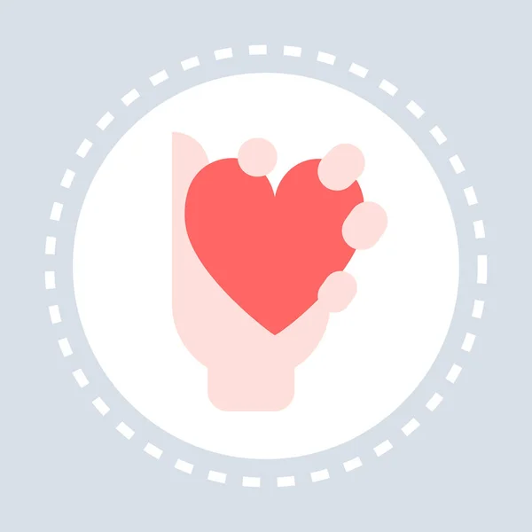 Mão segurar coração saúde conceito médico serviço médico logotipo medicina e símbolo de saúde plana — Vetor de Stock