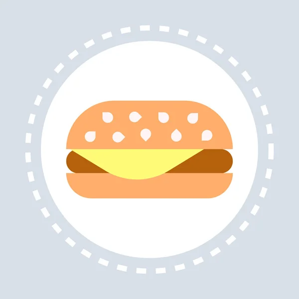 Fastfood-Schild Hamburger-Ikone ungesundes Ernährungskonzept flach — Stockvektor