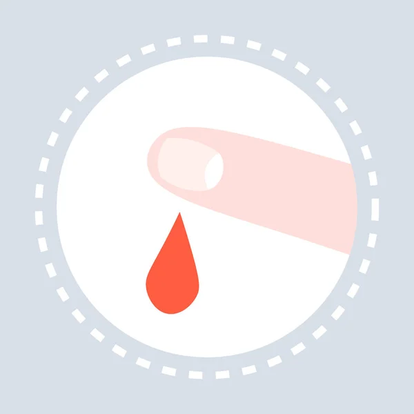 Doação de sangue ícone dedo ferido assistência médica logotipo medicina e símbolo de saúde conceito plana — Vetor de Stock