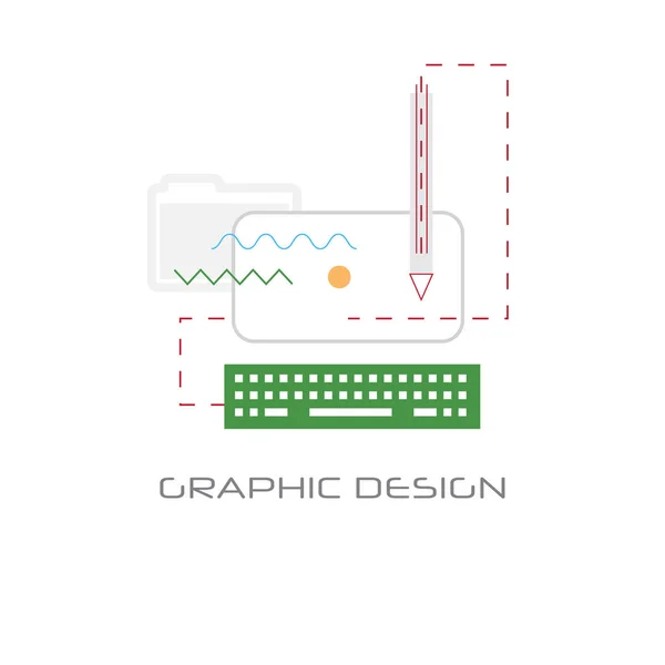 Desarrollo de diseño gráfico tecnología informática concepto línea estilo aislado — Archivo Imágenes Vectoriales