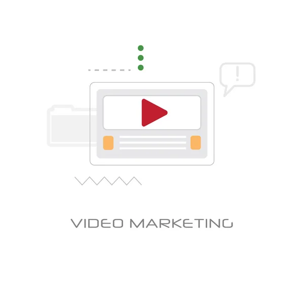 Estrategia de marketing digital de vídeo comercial estilo de línea de concepto aislado — Vector de stock