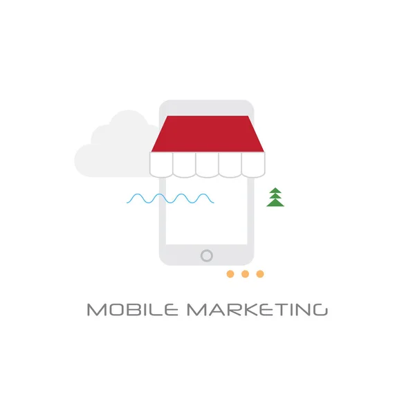 Digital Mobile Marketing Konzept Linie Stil isoliert — Stockvektor