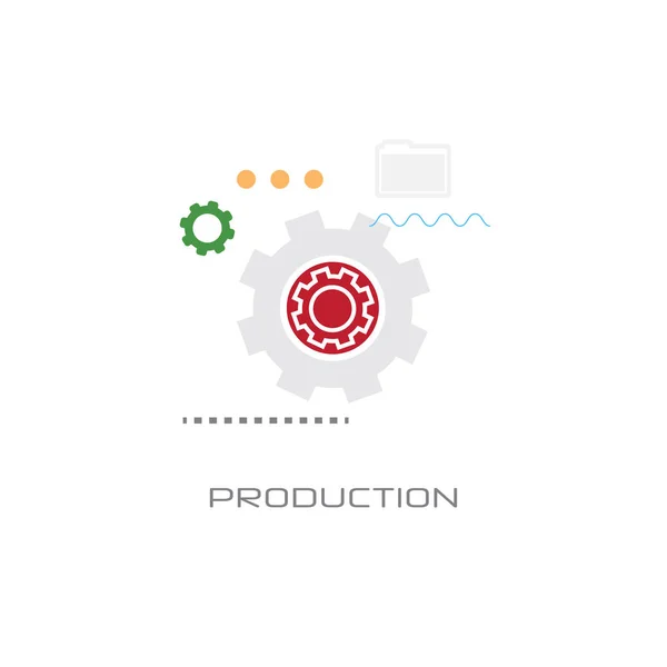 Rouage production entreprise industrie processus concept plat style isolé — Image vectorielle