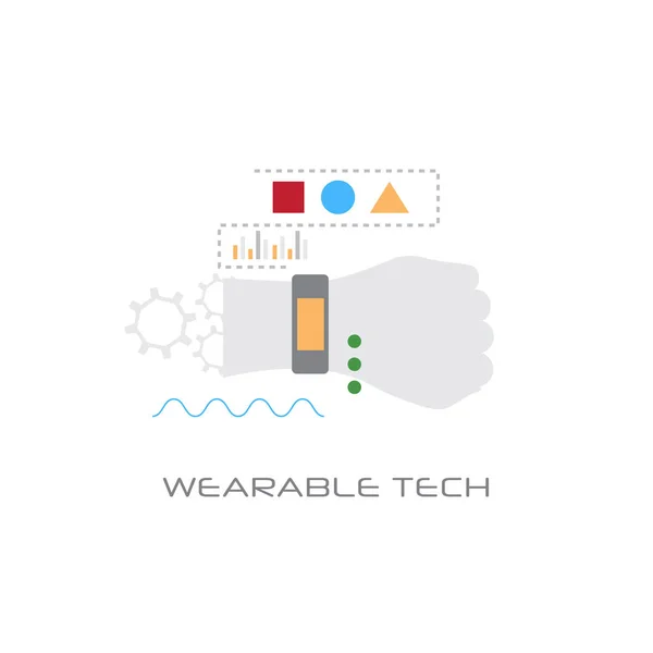 Wearable tech Slimme armband tracker elektronisch apparaat technologie concept lijnstijl geïsoleerd — Stockvector