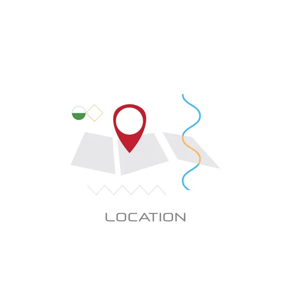 Mapa navegación aplicación geo tag ubicación posición concepto línea estilo aislado — Vector de stock