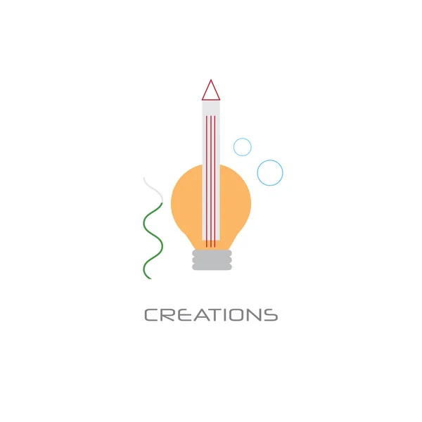Icono de lápiz de bombilla nueva idea de negocio creativa innovación creaciones concepto línea estilo aislado — Archivo Imágenes Vectoriales