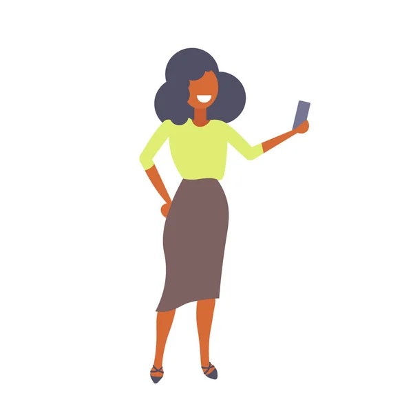 Empresária Tendo Selfie Foto Smartphone Câmera Feliz Mulher Negócios Usando —  Vetores de Stock