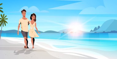 tropik ada deniz plaj gündoğumu deniz manzarası yaz tatil kavramı manzara arka plan tam uzunlukta üzerinde düz yatay kucaklayan adam kadın sevmek çift