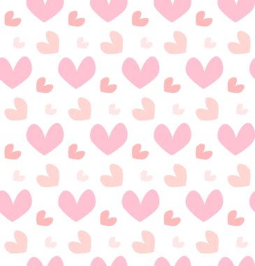 Beyaz arka plan düz vektör illüstrasyon izole mutlu sevgililer günü tatil kavramı pembe kalp şekilleri seamless modeli