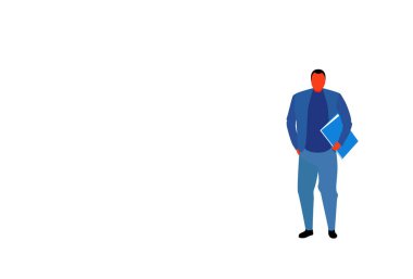 belge klasörü erkek ofis işçi iş adamı izole mavi takım patronu ayakta poz tam uzunlukta karakter düz yatay giyen tutan genç işadamı