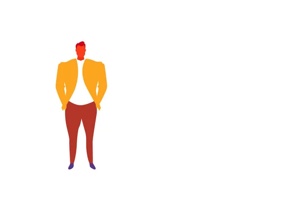 立ってポーズ完全な長さ文字平坦な水平分離したファッショナブルな服を着てポケット男性オフィス ワーカー ビジネス男の手でカジュアルなビジネスマン — ストックベクタ
