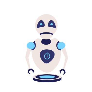 izole modern şirin robot yapay zeka geleceğin teknolojisi yardım kavramı düz