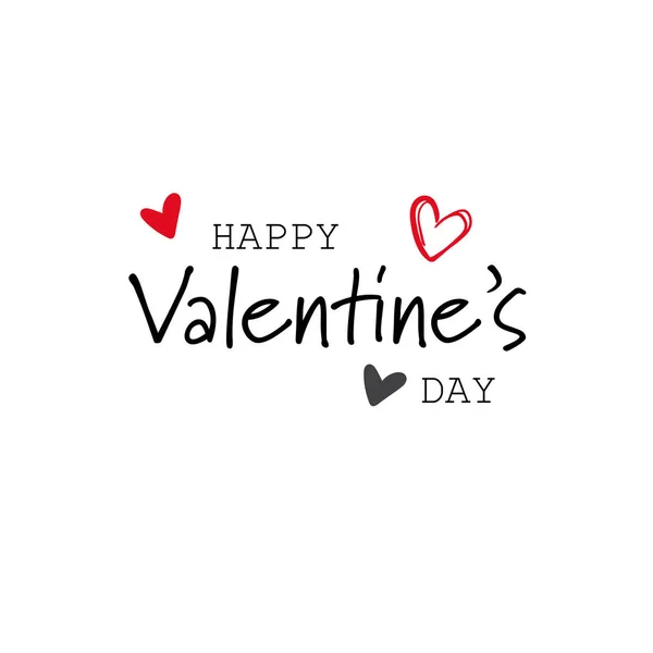 Feliz día de San Valentín concepto de vacaciones tipografía cartel con texto dibujado a mano forma de corazón aislado sobre fondo blanco plano — Vector de stock